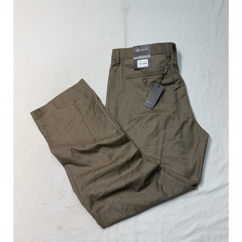 Bachrach Dress Pants Mens 38X32 Wool blend brown Straight fit Dress Pants NWT